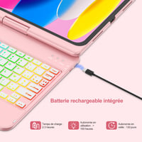 Puzdro s klávesnicou MMK pre iPad 10. generácie 10,9" (2022/2023), otočné o 360°, podsvietenie, touchpad, držiak na ceruzku, ružové zlato 5