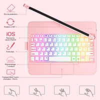 Puzdro s klávesnicou MMK pre iPad 10. generácie 10,9" (2022/2023), otočné o 360°, podsvietenie, touchpad, držiak na ceruzku, ružové zlato 4