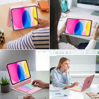 Puzdro s klávesnicou MMK pre iPad 10. generácie 10,9" (2022/2023), otočné o 360°, podsvietenie, touchpad, držiak na ceruzku, ružové zlato 8