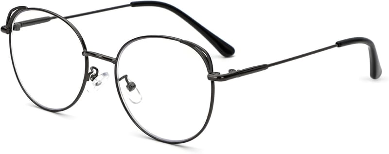 MMOWW Kék Fény Szűrő Olvasószemüveg Unisex Kerek Fém Keret +2.5 Dioptria