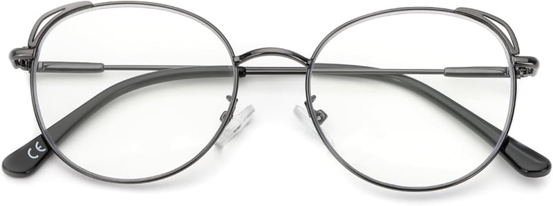 MMOWW Kék Fény Szűrő Olvasószemüveg Unisex Kerek Fém Keret +2.5 Dioptria