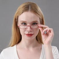 MMOWW Összecsukható Kékfény Szűrő Olvasószemüveg Férfiaknak és Nőknek Teleszkópos Szárral Hordtáskával Piros +3.5 3