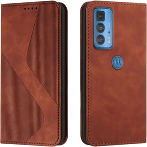Mo-Somnus preklopna kožna maska za Motorola Moto Edge 20 Pro s pretincem za kartice - smeđa