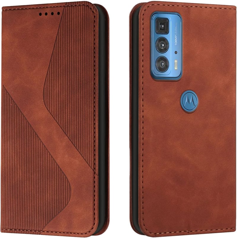 Mo-Somnus Motorola Moto Edge 20 Pro flip bőr tok, kártyatartóval - barna
