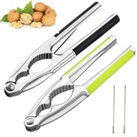 Set de 4 piese MOAZIFI pentru spart nuci, spărgător de nuci din metal cu mâner negru-verde și 2 accesorii pentru scos miezul, pentru alune, nuci de Brazilia, crabi și homari 1