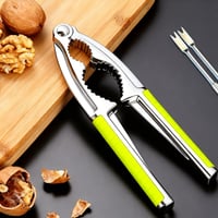 Set de 4 piese MOAZIFI pentru spart nuci, spărgător de nuci din metal cu mâner negru-verde și 2 accesorii pentru scos miezul, pentru alune, nuci de Brazilia, crabi și homari 8