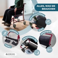 Mobiclinic Ancla prijenosni toaletni stolac na kotačima za starije i teško pokretne osobe, sa sklopivim naslonima za ruke, odvojivim osloncima za noge, poklopcem, bordo boje 3