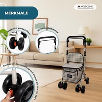 Mobiclinic Coliseo sklopiva hodalica s košarom za kupovinu i sjedalom, torba od 21 litre, naslon za leđa, 4 kotača, kočnica na jednu ruku, lagana i stabilna 4
