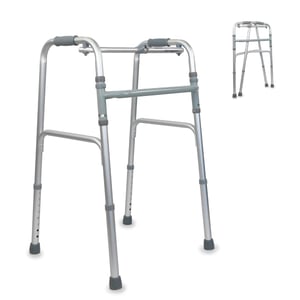 Cadru de mers pliabil Mobiclinic Columna, fără roți, aluminiu, cu picioare antiderapante, sarcină max. 100 kg, gri