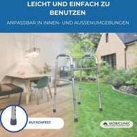 Cadru de mers pliabil Mobiclinic Columna, fără roți, aluminiu, cu picioare antiderapante, sarcină max. 100 kg, gri 5