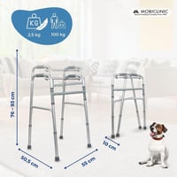 Cadru de mers pliabil Mobiclinic Columna, fără roți, aluminiu, cu picioare antiderapante, sarcină max. 100 kg, gri 2