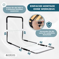 Mobiclinic Diana zábrana na posteľ pre seniorov, výškovo nastaviteľná, 94x51 cm, čierna, polstrovaná rukoväť, oceľ, nosnosť 130 kg, jednoduchá montáž 7
