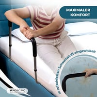 Mobiclinic Diana zábrana na posteľ pre seniorov, výškovo nastaviteľná, 94x51 cm, čierna, polstrovaná rukoväť, oceľ, nosnosť 130 kg, jednoduchá montáž 5