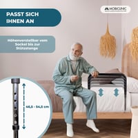 Mobiclinic Diana zábrana na posteľ pre seniorov, výškovo nastaviteľná, 94x51 cm, čierna, polstrovaná rukoväť, oceľ, nosnosť 130 kg, jednoduchá montáž 3