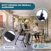 Mobiclinic Emérita sklopiva hodalica za starije osobe - čelična, ergonomske ručke, podstavljeno sjedalo, 2 kotača, plava, nosivost 100 kg 4