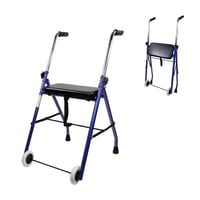 Mobiclinic Emérita sklopiva hodalica za starije osobe - čelična, ergonomske ručke, podstavljeno sjedalo, 2 kotača, plava, nosivost 100 kg 1