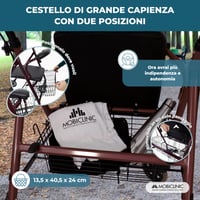 Sklopiva hodalica Mobiclinic Escorial s košarom i sjedalom, do 110 kg - bordo 8