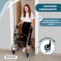 Sklopiva hodalica Mobiclinic Escorial s košarom i sjedalom, do 110 kg - bordo 7