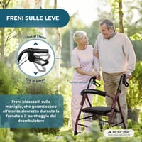 Sklopiva hodalica Mobiclinic Escorial s košarom i sjedalom, do 110 kg - bordo 4