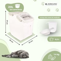 Mobiclinic Feedpet zásobník na krmivo pre psov, kapacita 20 l / 8 kg, vzduchotesné veko, odmerka, kolieska, priehľadné okienko, 23x25,5x36,5 cm 2