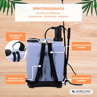 Mobiclinic Fumibug chrbtový postrekovač 16 litrový, so 4 nastaviteľnými tryskami, ľahký 2 kg, záhradný postrekovač na ochranu rastlín a zavlažovanie 3