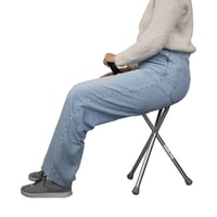 Skladacia vychádzková palica so sedadlom Mobiclinic Gloria, trojnožková, hliníková, ergonomická rukoväť, protišmyková, max. 90 kg, sivá 3