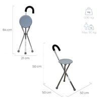 Skladacia vychádzková palica so sedadlom Mobiclinic Gloria, trojnožková, hliníková, ergonomická rukoväť, protišmyková, max. 90 kg, sivá 2