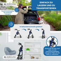 Mobiclinic Hércules 4 kerekű rollator időseknek - összecsukható, állítható, üléssel, kosárral, fékkel - kék - max. 100 kg teherbírás 4