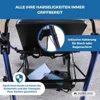 Mobiclinic Hércules 4 kerekű rollator időseknek - összecsukható, állítható, üléssel, kosárral, fékkel - kék - max. 100 kg teherbírás 8