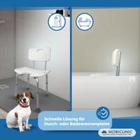 Mobiclinic Marisma stolica za tuširanje s naslonom, podesiva visina 74-89 cm, U-oblik, aluminij i PVC, maks. 100 kg, za starije i teško pokretne osobe 8