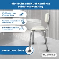 Mobiclinic Marisma stolica za tuširanje s naslonom, podesiva visina 74-89 cm, U-oblik, aluminij i PVC, maks. 100 kg, za starije i teško pokretne osobe 6