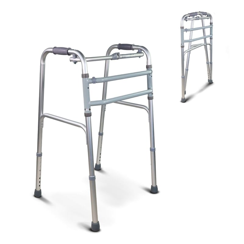 Mobiclinic Mezquita sklopiva hodalica od aluminija, podesiva po visini, s protukliznim stopicama, laganog i uskog dizajna, 75 cm
