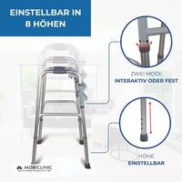 Mobiclinic Mezquita sklopiva hodalica od aluminija, podesiva po visini, s protukliznim stopicama, laganog i uskog dizajna, 75 cm 6