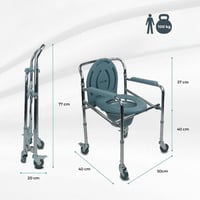 Mobiclinic Muelle összecsukható toaletszék WC-szék levehető vödörrel, fékes kerekekkel, csúszásgátló lábakkal, karfával, acél, max. 100 kg 2