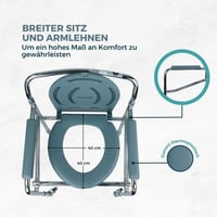 Mobiclinic Muelle összecsukható toaletszék WC-szék levehető vödörrel, fékes kerekekkel, csúszásgátló lábakkal, karfával, acél, max. 100 kg 6