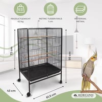 Vtáčia klietka Mobiclinic NINFA XL - 95x43x61,5 cm, 8 dvierok, na kolieskach 2