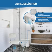 Mobiclinic Olivo stolica za tuširanje s naslonom, podesiva visina 73-89 cm, aluminij i PVC, sjedalo u obliku slova U, protuklizna, maks. 100 kg 4