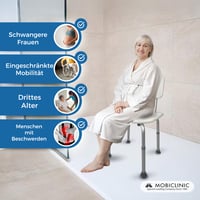 Mobiclinic Olivo stolica za tuširanje s naslonom, podesiva visina 73-89 cm, aluminij i PVC, sjedalo u obliku slova U, protuklizna, maks. 100 kg 3