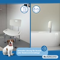 Mobiclinic Olivo stolica za tuširanje s naslonom, podesiva visina 73-89 cm, aluminij i PVC, sjedalo u obliku slova U, protuklizna, maks. 100 kg 8