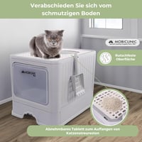 Mobiclinic Pets XXL kućica za mačke s krovom i ladicom, dvostruki ulaz, rešetka, lopatica uključena, bijela, 51x37,5x38 cm, sklopiva 3
