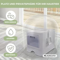 Mobiclinic Pets XXL kućica za mačke s krovom i ladicom, dvostruki ulaz, rešetka, lopatica uključena, bijela, 51x37,5x38 cm, sklopiva 6