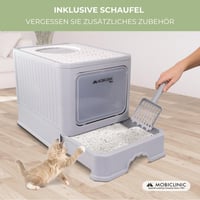 Mobiclinic Pets XXL kućica za mačke s krovom i ladicom, dvostruki ulaz, rešetka, lopatica uključena, bijela, 51x37,5x38 cm, sklopiva 7