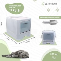 Mobiclinic Pets XXL kućica za mačke s krovom i ladicom, dvostruki ulaz, rešetka, lopatica uključena, bijela, 51x37,5x38 cm, sklopiva 2