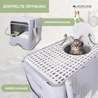Mobiclinic Pets XXL kućica za mačke s krovom i ladicom, dvostruki ulaz, rešetka, lopatica uključena, bijela, 51x37,5x38 cm, sklopiva 5