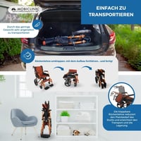 Mobiclinic Piramide összecsukható tranzit kerekesszék lábtartóval, háttámlával és karfával, 41 cm ülésszélesség, alumínium váz, narancssárga 4