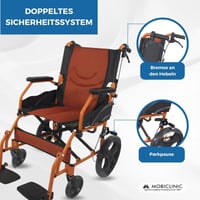 Scaun cu rotile pliabil de tranzit Mobiclinic Piramide - lățime șezut 46 cm 7