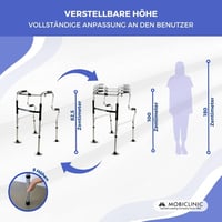 Skladací chodúľka Mobiclinic Pórtico, výškovo nastaviteľná, ergonomické rukoväte, protišmyková, ľahký hliník, sivá, max. 100 kg 6