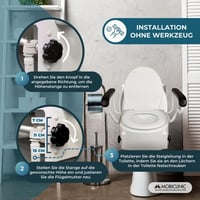 Nástavec na WC Mobiclinic Tajo s výklopnými opierkami, 19 cm, 3 výškové úrovne, sklopný, s vekom, pre seniorov a imobilných pacientov, biely 3