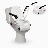 Nástavec na WC Mobiclinic Tajo s výklopnými opierkami, 19 cm, 3 výškové úrovne, sklopný, s vekom, pre seniorov a imobilných pacientov, biely 1