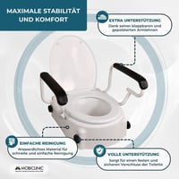 Nástavec na WC Mobiclinic Tajo s výklopnými opierkami, 19 cm, 3 výškové úrovne, sklopný, s vekom, pre seniorov a imobilných pacientov, biely 5